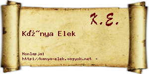 Kánya Elek névjegykártya